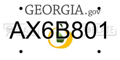 AX6B801 Georgia License Plate