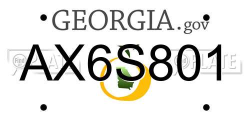 AX6S801 Georgia License Plate