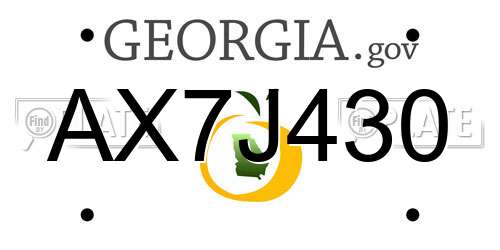 AX7J430 Georgia License Plate