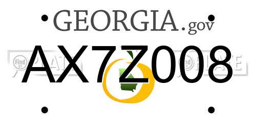 AX7Z008 Georgia License Plate