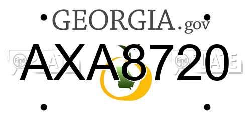 AXA8720 Georgia License Plate