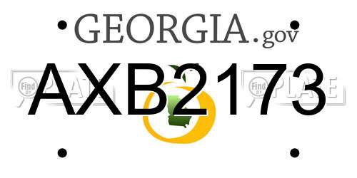 AXB2173 Georgia License Plate