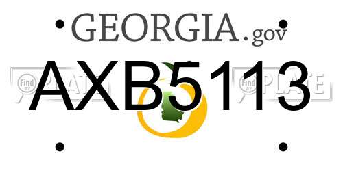 AXB5113 Georgia License Plate