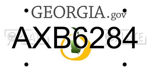 AXB6284 Georgia License Plate