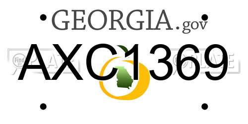 AXC1369 Georgia License Plate
