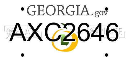 AXC2646 Georgia License Plate