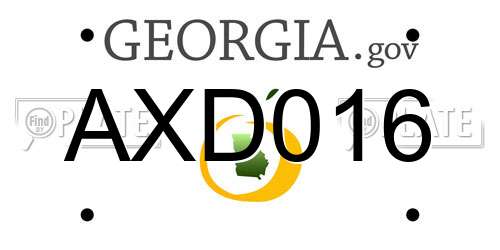 AXD016 Georgia License Plate