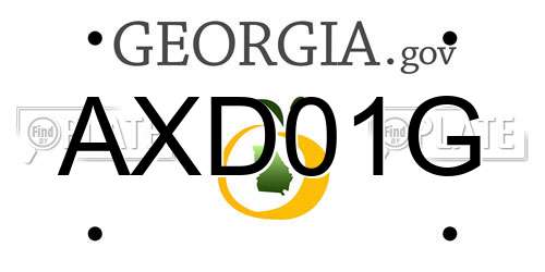 AXD01G Georgia License Plate