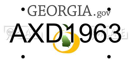 AXD1963 Georgia License Plate