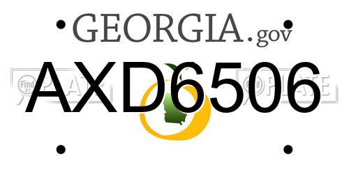 AXD6506 Georgia License Plate
