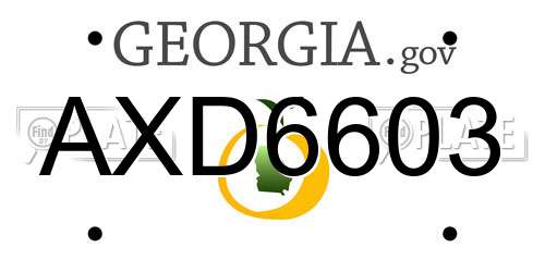 AXD6603 Georgia License Plate