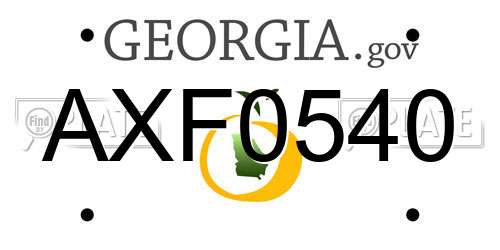 AXF0540 Georgia License Plate