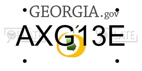 AXG13E Georgia License Plate