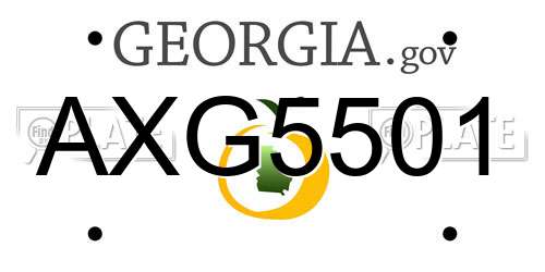 AXG5501 Georgia License Plate