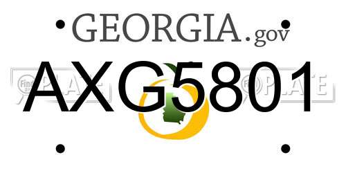 AXG5801 Georgia License Plate
