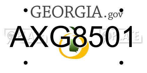 AXG8501 Georgia License Plate