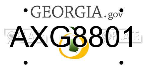 AXG8801 Georgia License Plate
