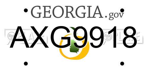 AXG9918 Georgia License Plate