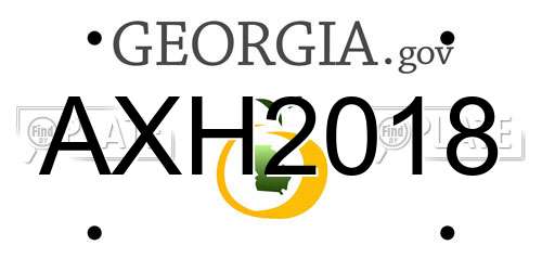 AXH2018 Georgia License Plate