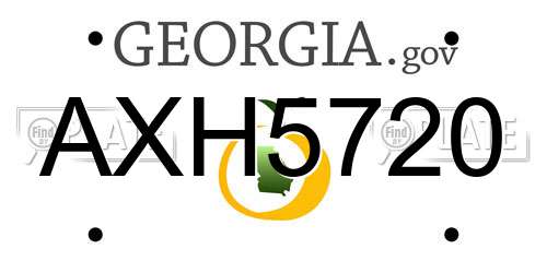 AXH5720 Georgia License Plate