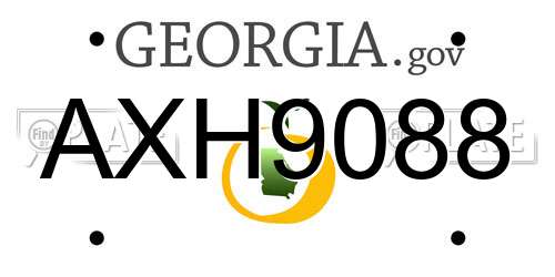 AXH9088 Georgia License Plate
