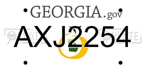 AXJ2254 Georgia License Plate