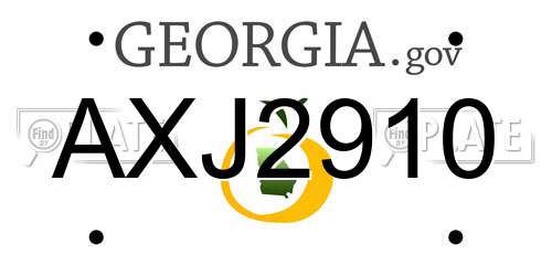 AXJ2910 Georgia License Plate