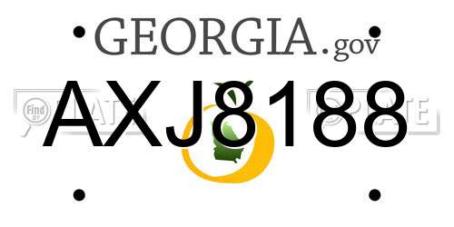 AXJ8188 Georgia License Plate