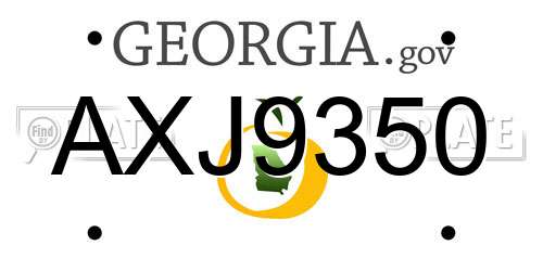 AXJ9350 Georgia License Plate
