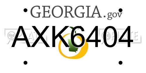 AXK6404 Georgia License Plate