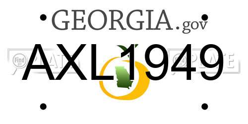 AXL1949 Georgia License Plate