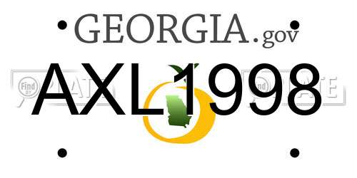 AXL1998 Georgia License Plate