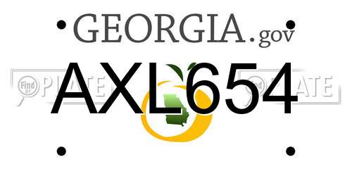 AXL654 Georgia License Plate