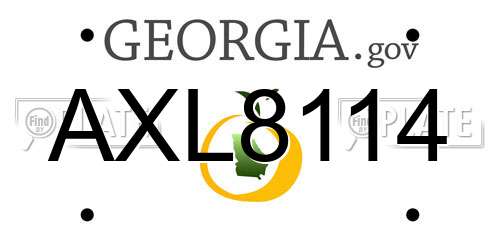 AXL8114 Georgia License Plate