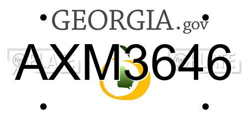 AXM3646 Georgia License Plate