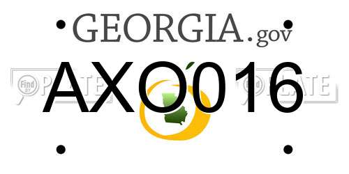 AXO016 Georgia License Plate