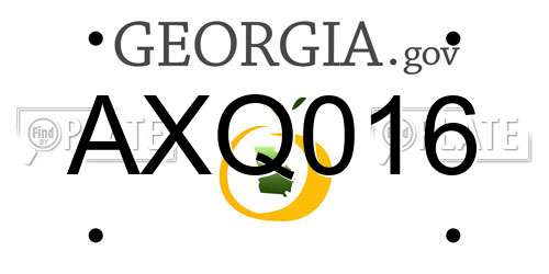 AXQ016 Georgia License Plate