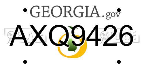 AXQ9426 Georgia License Plate