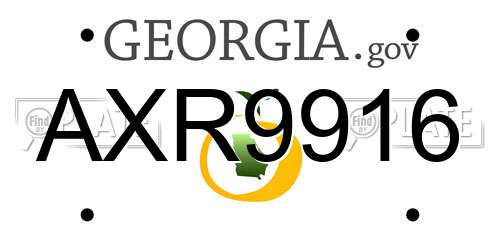 AXR9916 Georgia License Plate