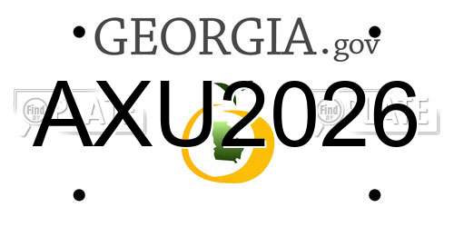 AXU2026 Georgia License Plate