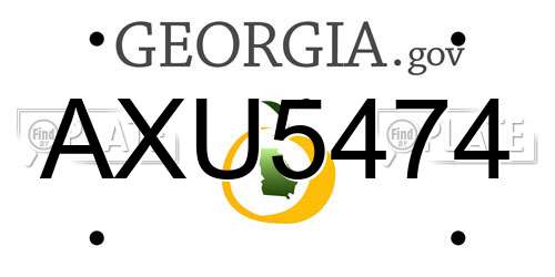 AXU5474 Georgia License Plate