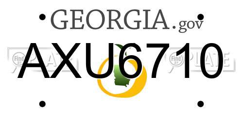 AXU6710 Georgia License Plate