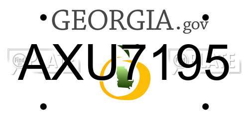 AXU7195 Georgia License Plate