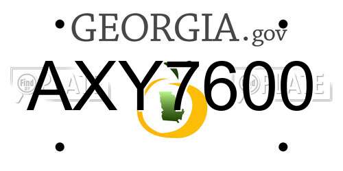 AXY7600 Georgia License Plate