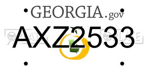 AXZ2533 Georgia License Plate