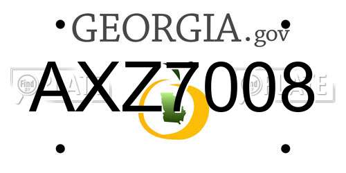 AXZ7008 Georgia License Plate