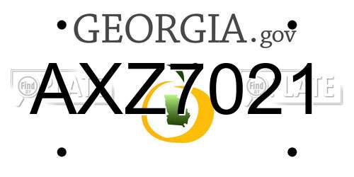 AXZ7021 Georgia License Plate