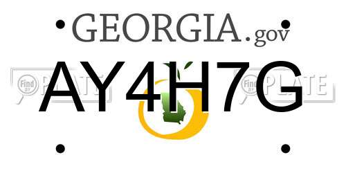 AY4H7G Georgia License Plate