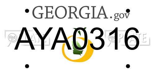 AYA0316 Georgia License Plate