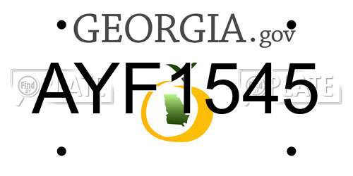 AYF1545 Georgia License Plate